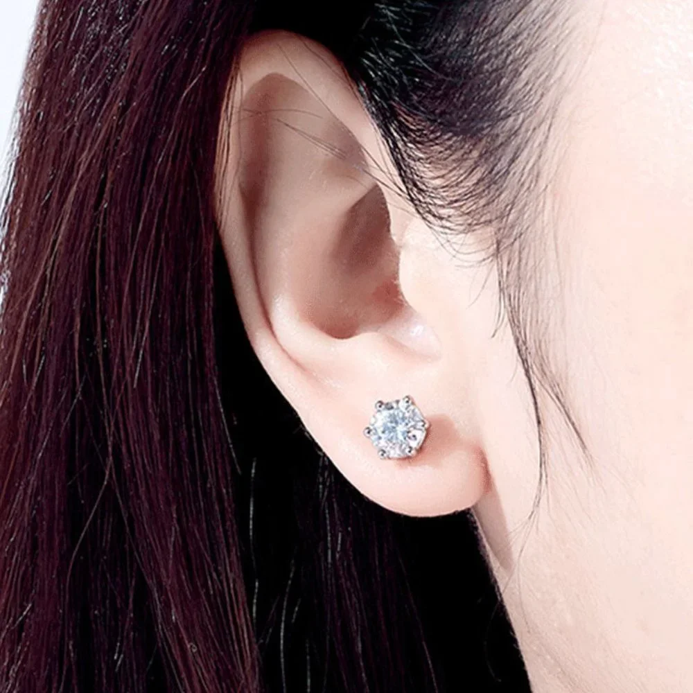 Certified 4ct. t.w. Moissanite Diamond Round Stud Earrings NEW